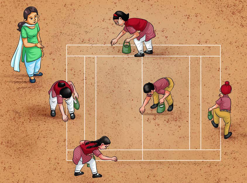 Fig. 5.11: Drawing lines for Kabaddi court